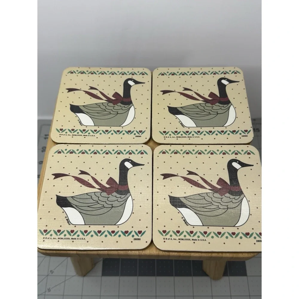 CHRISTMAS GOOSE COASTERS GOOSEBERRY LANE B‎ OF A 1989 A BURICK Cottagecore 1989